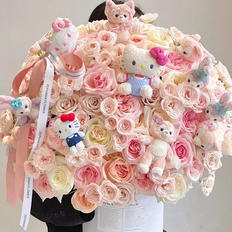 北京鲜花同城速递星黛露公仔玫瑰生日纪念日广州深圳上海杭州南京