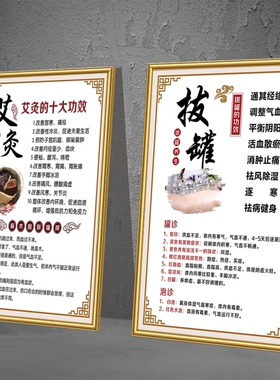 中医养生馆装饰画美容院挂画背景墙面壁画艾灸刮痧调理海报宣传画