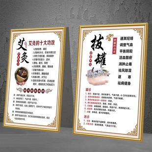 中医养生馆装 饰画美容院挂画背景墙面壁画艾灸刮痧调理海报宣传画
