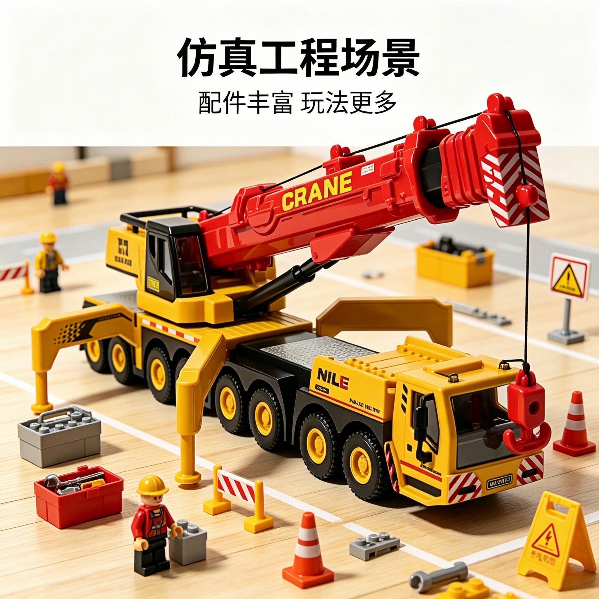 特价处理仿真超大吊臂重型起重机模型十六轮工程车惯性儿童玩具车