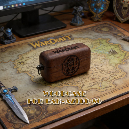 酷炫适用Panasonic AZ100松下蓝牙木质耳机壳魔兽世界职业徽记warcraft保护壳AZ80可定制图案胡桃木Technics