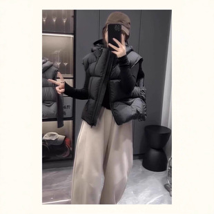 园园美衣冬羽绒马甲女休闲韩版学院风连帽泡芙白鸭绒马夹坎肩新款