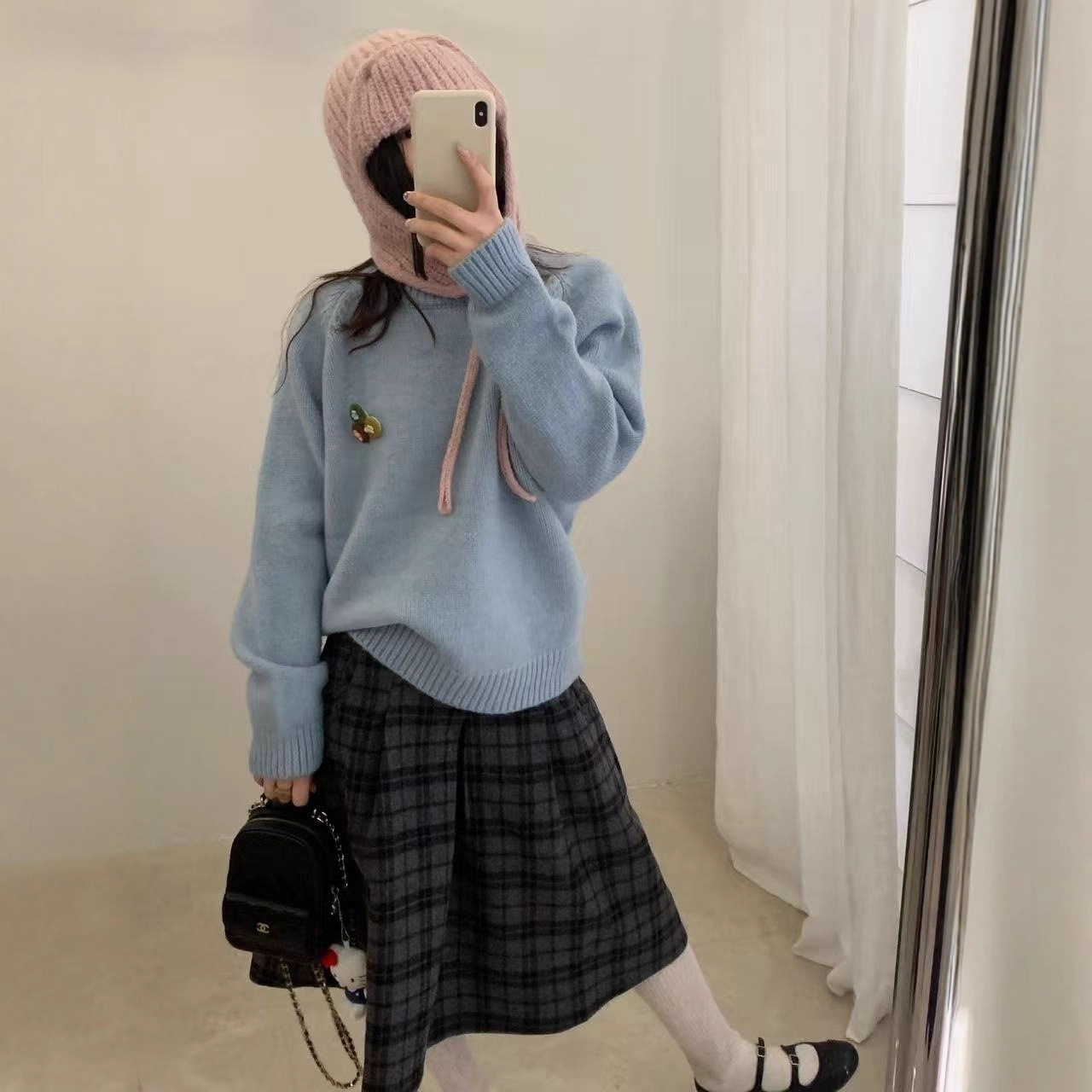 园园美衣宽松套头毛衣女秋冬新款慵懒风软糯插肩袖百搭针织衫上衣