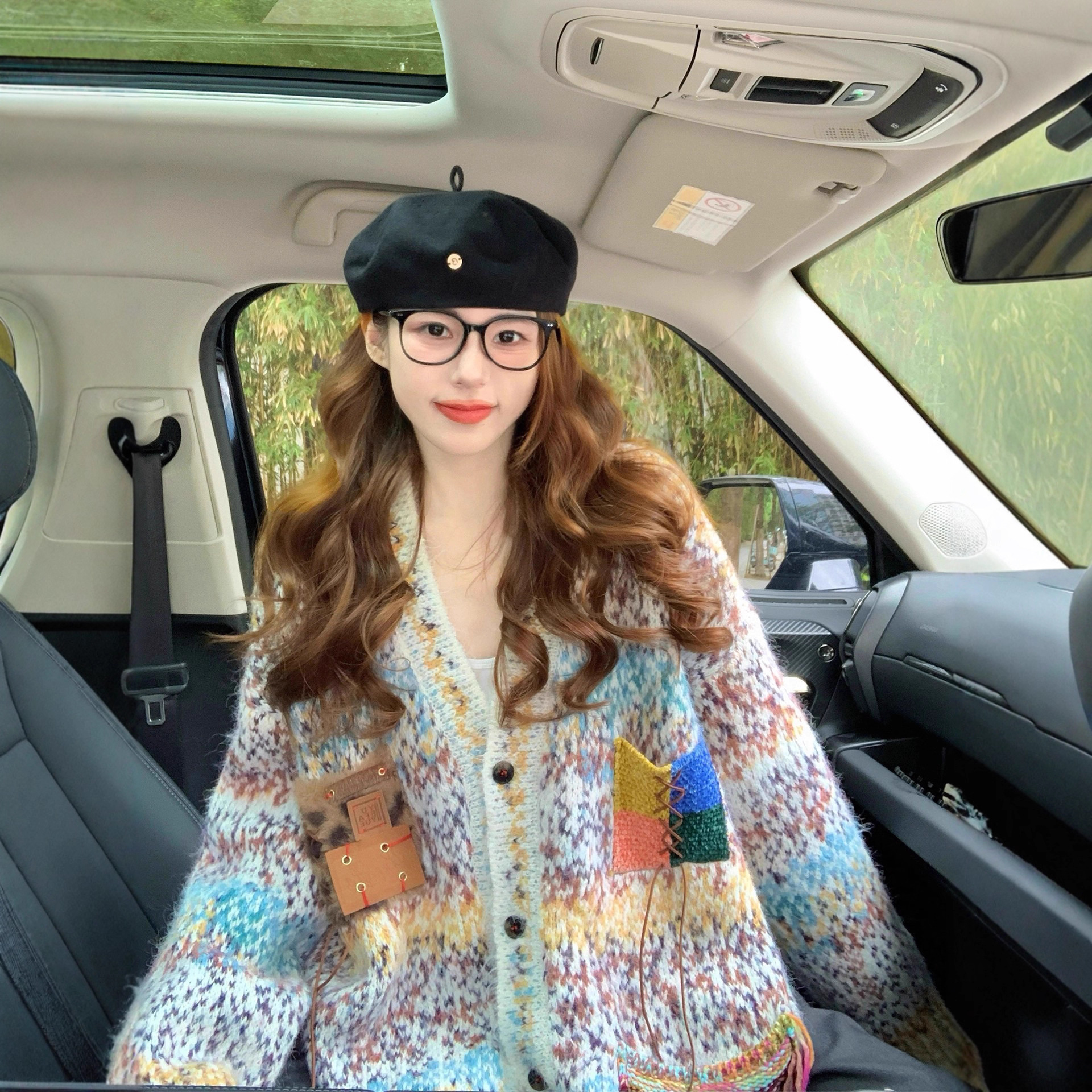 园园美衣色渐变针织毛衣开衫女2026新款冬季复古慵懒v领宽松外套