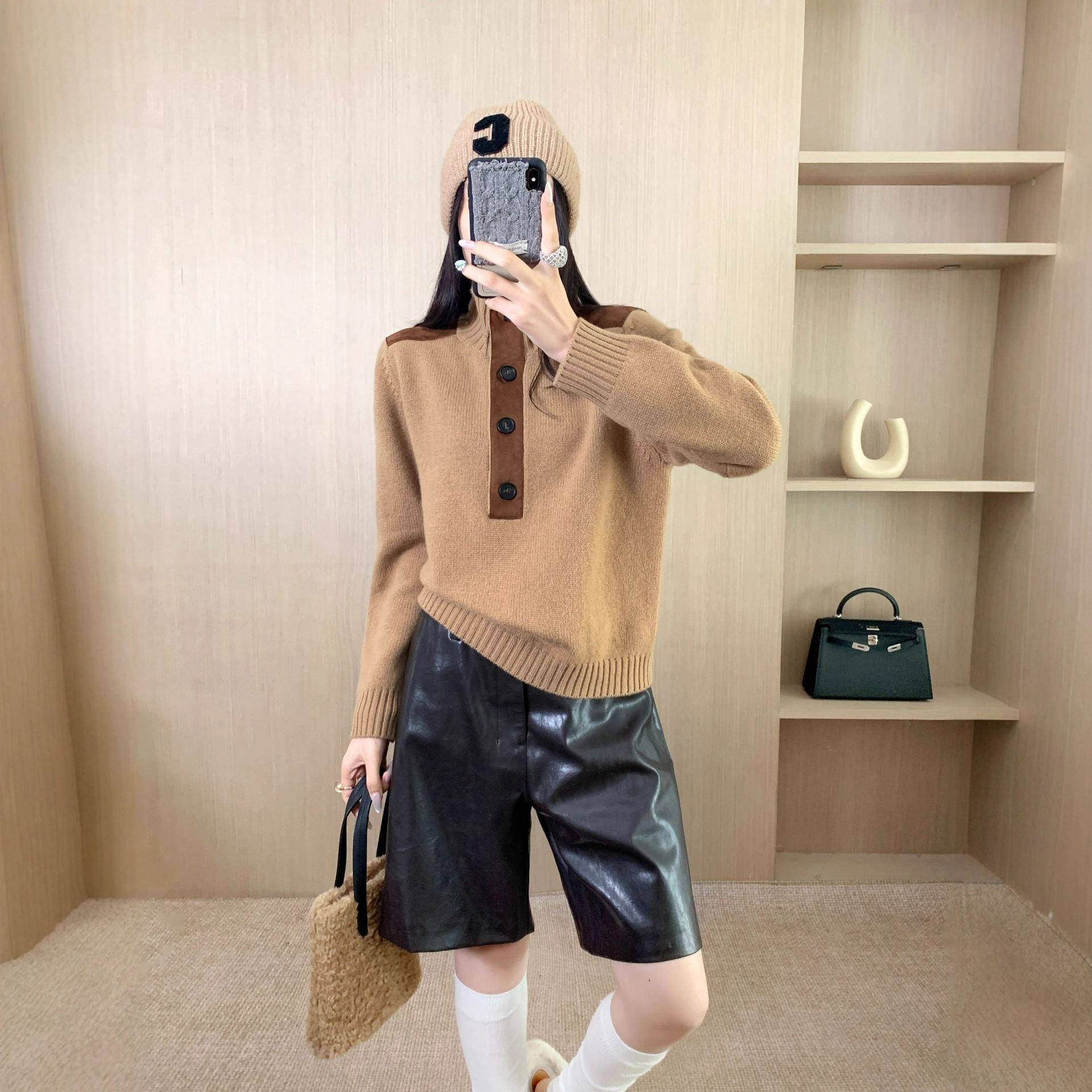 园园美衣秋冬撞色拼接高领毛衣女