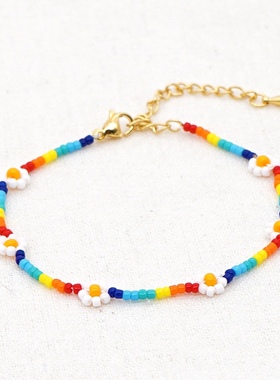 小众饰品波西米亚风个性雏菊米珠小手链 仙女学生闺蜜手腕手串女