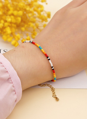 手链ins小众设计民族风 渐变彩色小米珠串珠甜美清新款闺蜜小手链