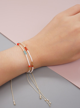 小众设计新款水晶串珠小手链米珠清新百搭编织手绳闺蜜学生礼物款