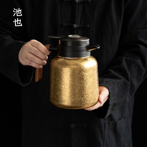池也双层纯钛焖茶壶家用保温壶大容量温显泡茶壶老白茶闷泡养生壶