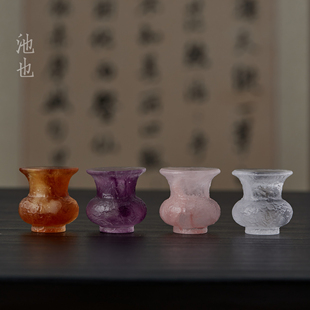 池也 心缘堂青雅琉璃茶器盖置壶盖托茶置摆件功夫茶具配件装饰品