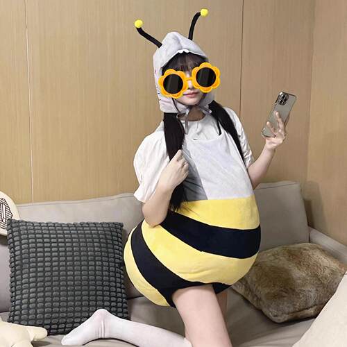 可穿戴鲨bee抱枕玩偶服毛绒玩具创意蜜蜂人穿公仔男女友生日礼物