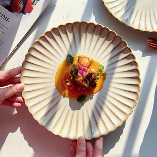 ins陶瓷餐厅西餐牛排盘沙拉意面大盘子瑕疵 菊皿 高级复古日式