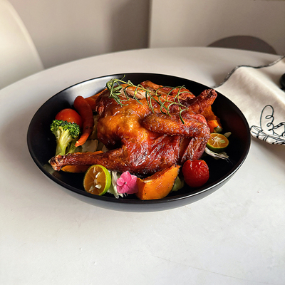 超高级黑色哑光深盘沙拉碗大菜碗