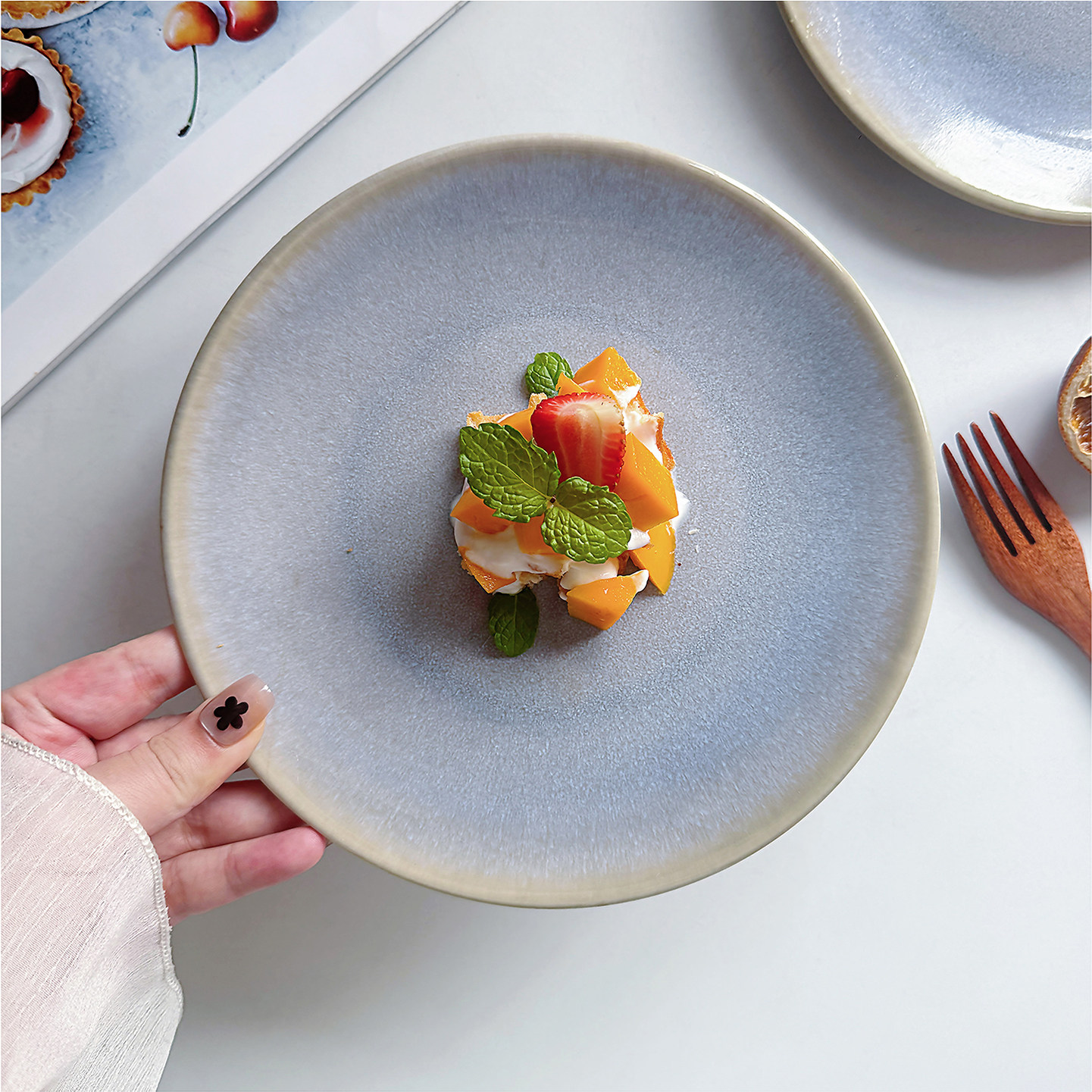 超美晚霞设计艺术复古西餐甜品盘