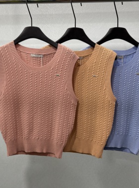 mootea 2025秋上新韩版纯色圆领休闲学院风针织无袖背心马甲25566