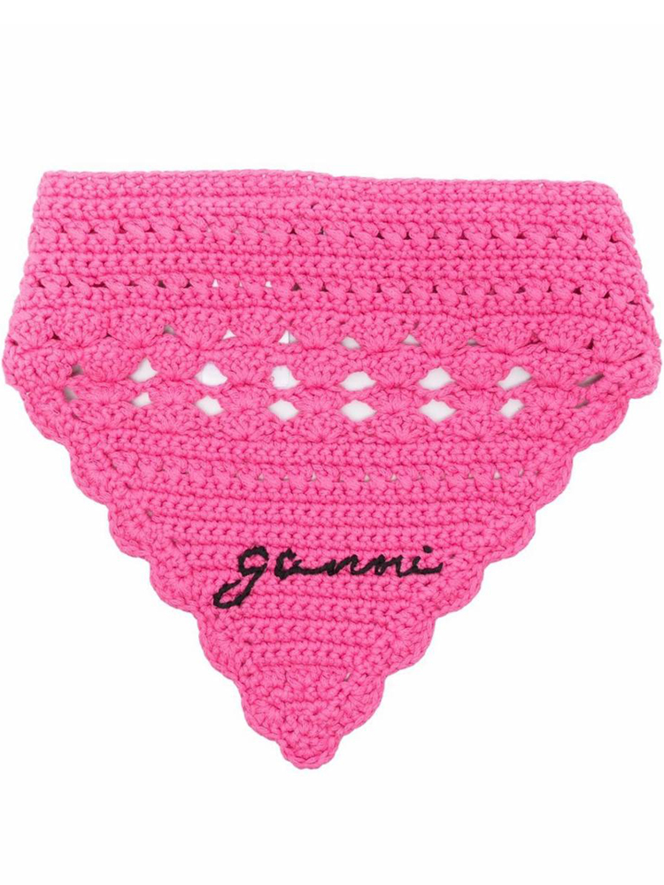 GANNI ｜折扣女士梅粉色针织三角巾头饰