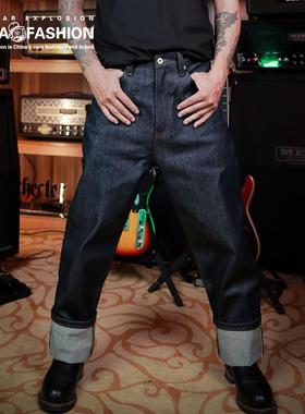 NUCLEAR EXPLOSION大码男装21oz超重磅男士复古丹宁赤耳原牛仔裤