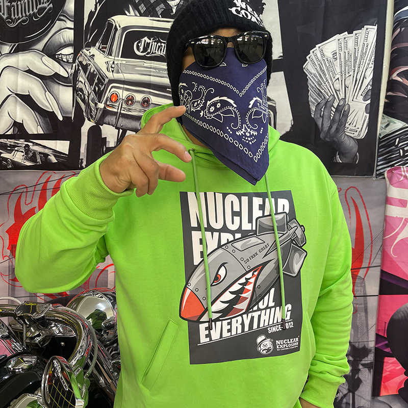 核爆炸绿色美式卡通连帽卫衣男