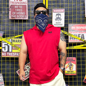 帽衫 核爆炸刺客夏季 纯棉潮流大兜帽红色灰色街舞运动休闲背心无袖