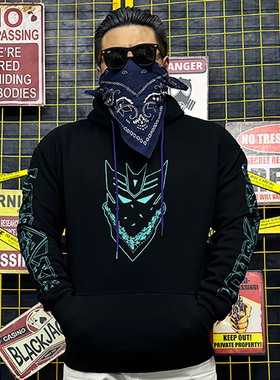 核爆炸变形金刚头领战士忍者六面兽卡通动漫潮流大码男士兜帽卫衣