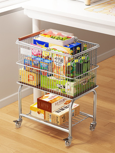 家用书包置物架客厅移动零食收纳架分层小推车沙发边几多功能书架