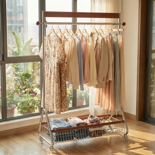 新型落地家用衣帽架房间挂衣服 架子阳台主卧室内晾衣架床尾放衣