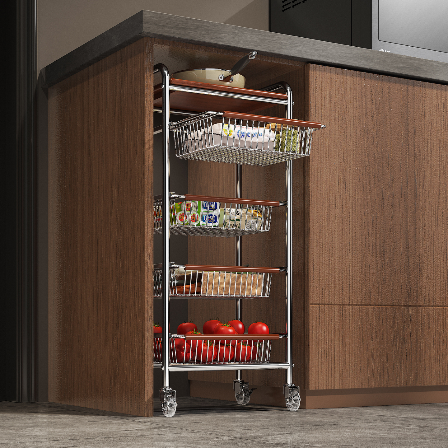 a生厨房菜篮子置物架橱柜下推车