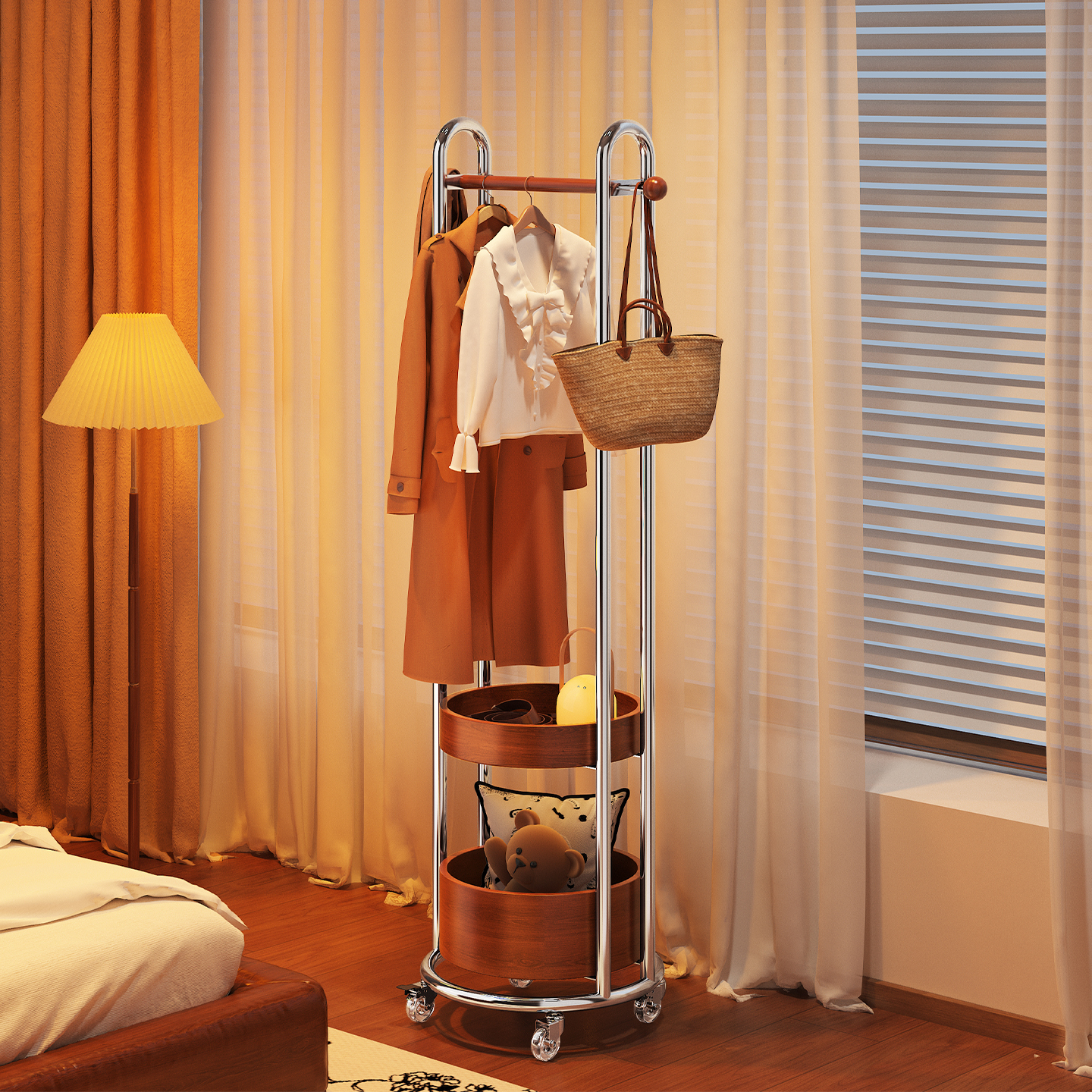 a生卧室晚上衣帽架移动挂衣架子