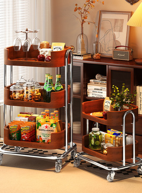 a生中古零食小推车置物架客厅移动边几柜厨房落地果蔬收纳架子