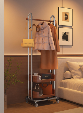 卧室落地挂衣架家用衣帽架移动实木室内玄关收纳架次净衣服置物架