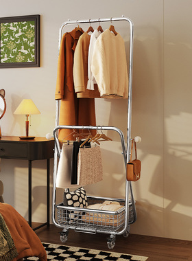 卧室落地挂衣架家用双层衣帽架2025新款房间挂衣服架子床边晾衣架