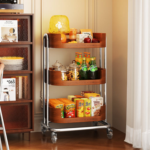 高颜值中古零食置物架小推车