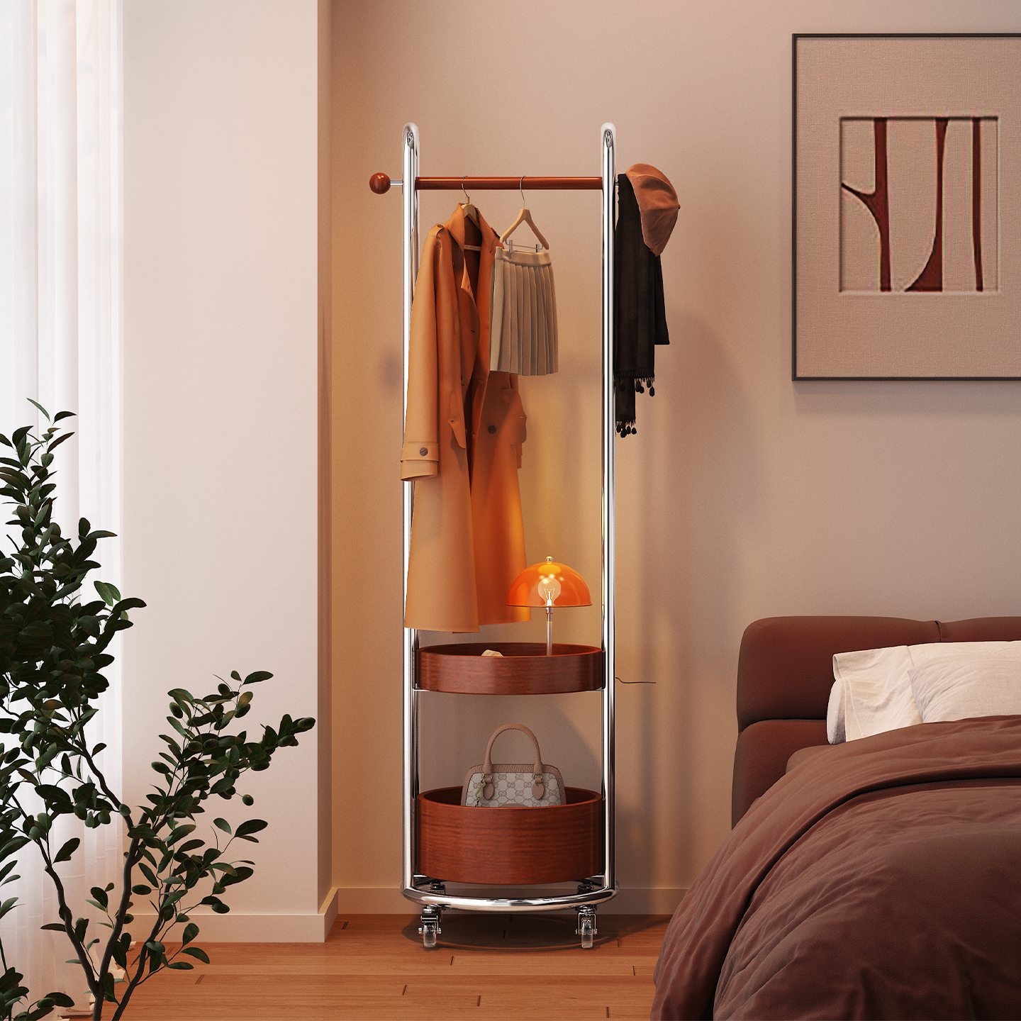 a生现代简约立式衣帽架金属落地