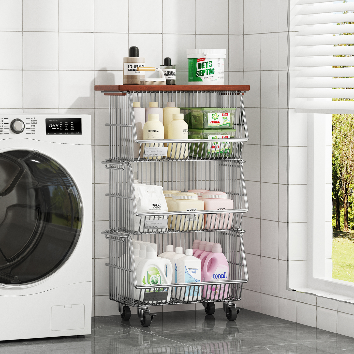 a生不锈钢多层置物架移动小推车