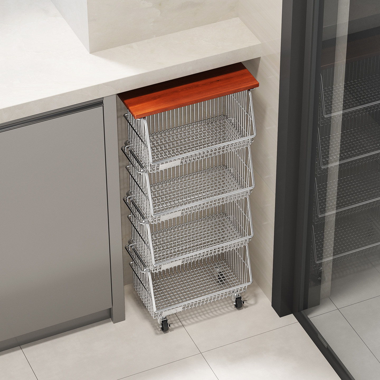 厨房柜内小推车置物架中古落地多层菜篮子多功能家用果蔬储物架子,厨房/烹饪用具,果蔬置物架/篮/框,淘宝优惠券,粉丝福利购,淘宝优惠卷