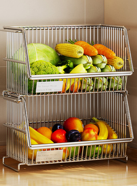 厨房菜篮子置物架蔬菜水果收纳架多层落地可移动储物架零食杂物架
