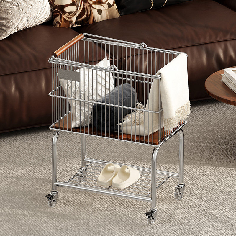 a生中古脏衣篓双层可移动收纳筐