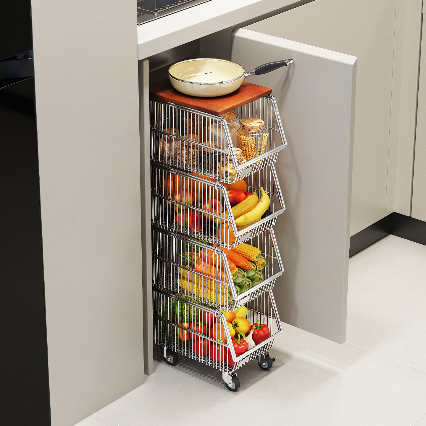 a生不锈钢厨房收纳置物架多层式