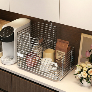 桌面杯架子置物架不锈钢零食收纳筐储物架水果篮餐边柜家用沥水架