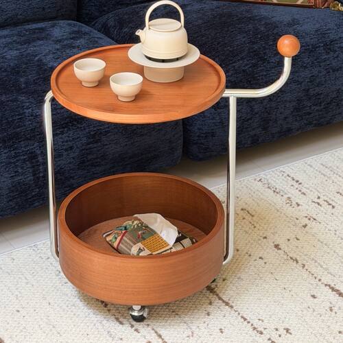 a生中古客厅沙发边几茶几小推车