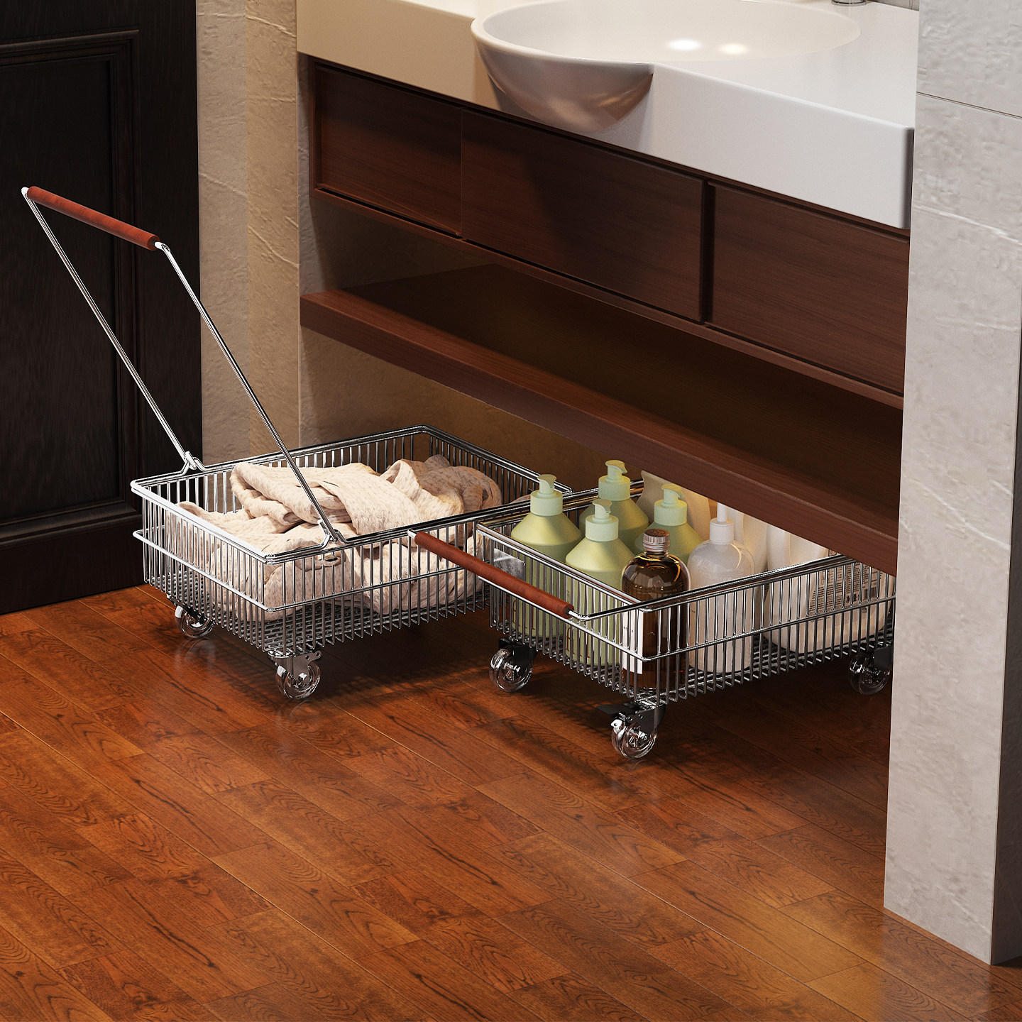 a生脏衣篓家用轻奢高级感柜下洗衣篮储物小推车浴室放衣服收纳筐,收纳整理,脏衣篮,淘宝优惠券,粉丝福利购,淘宝优惠卷