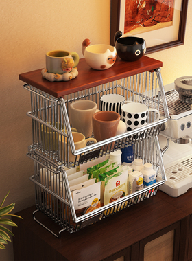 a生水杯置物架咖啡杯收纳架多层零食柜台面调味罐架子落地蔬菜架