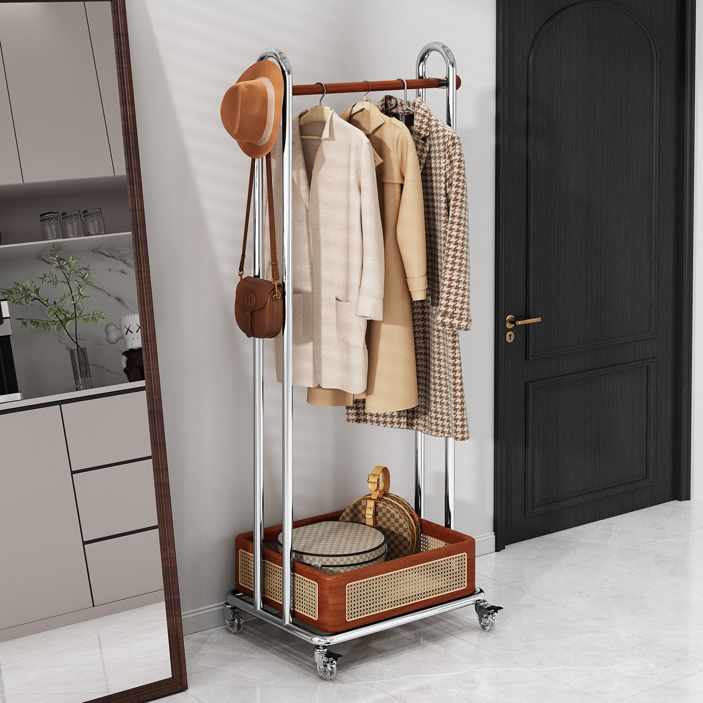 a生落地式衣帽架入户立式置物架