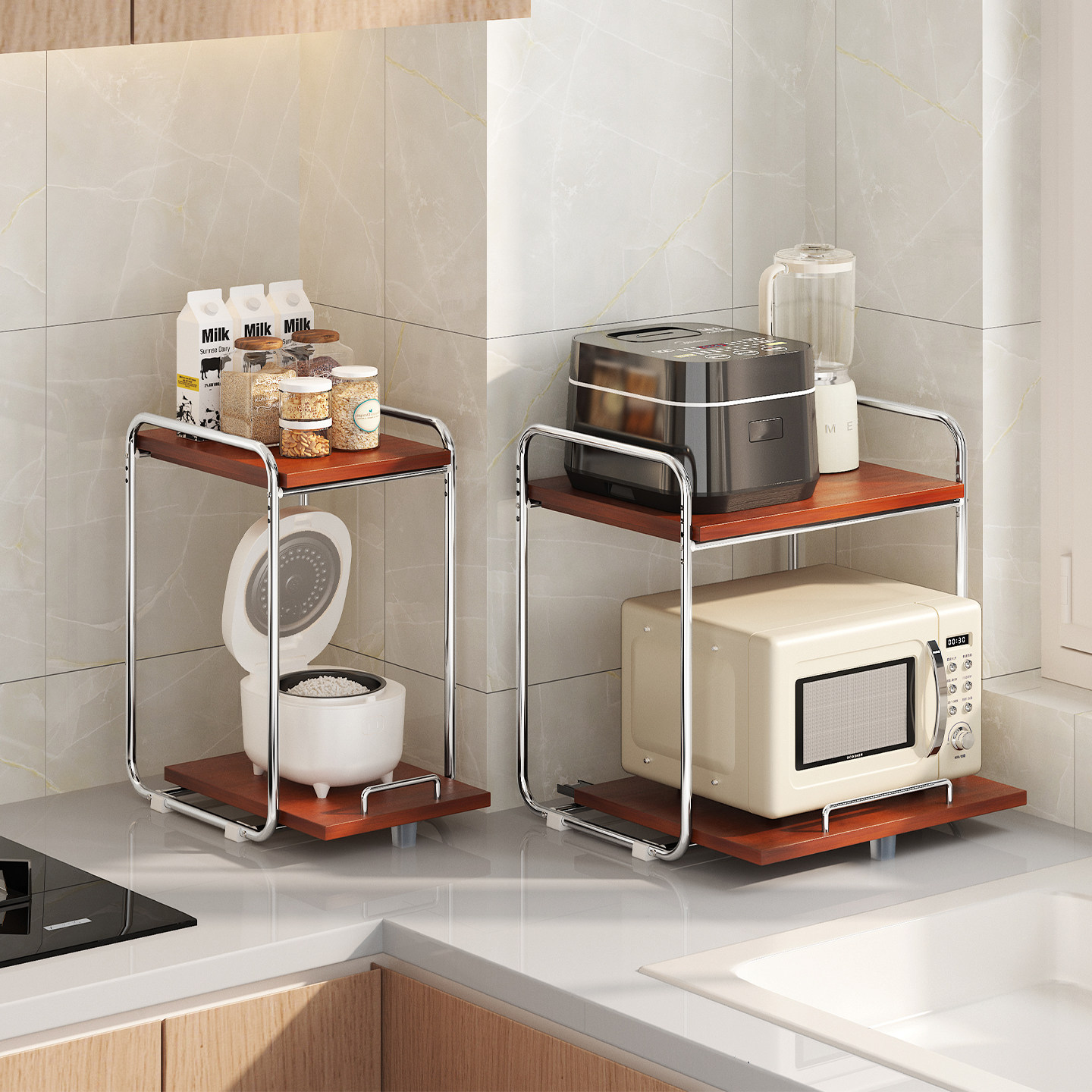 a生微波炉置物架台面可抽拉支架