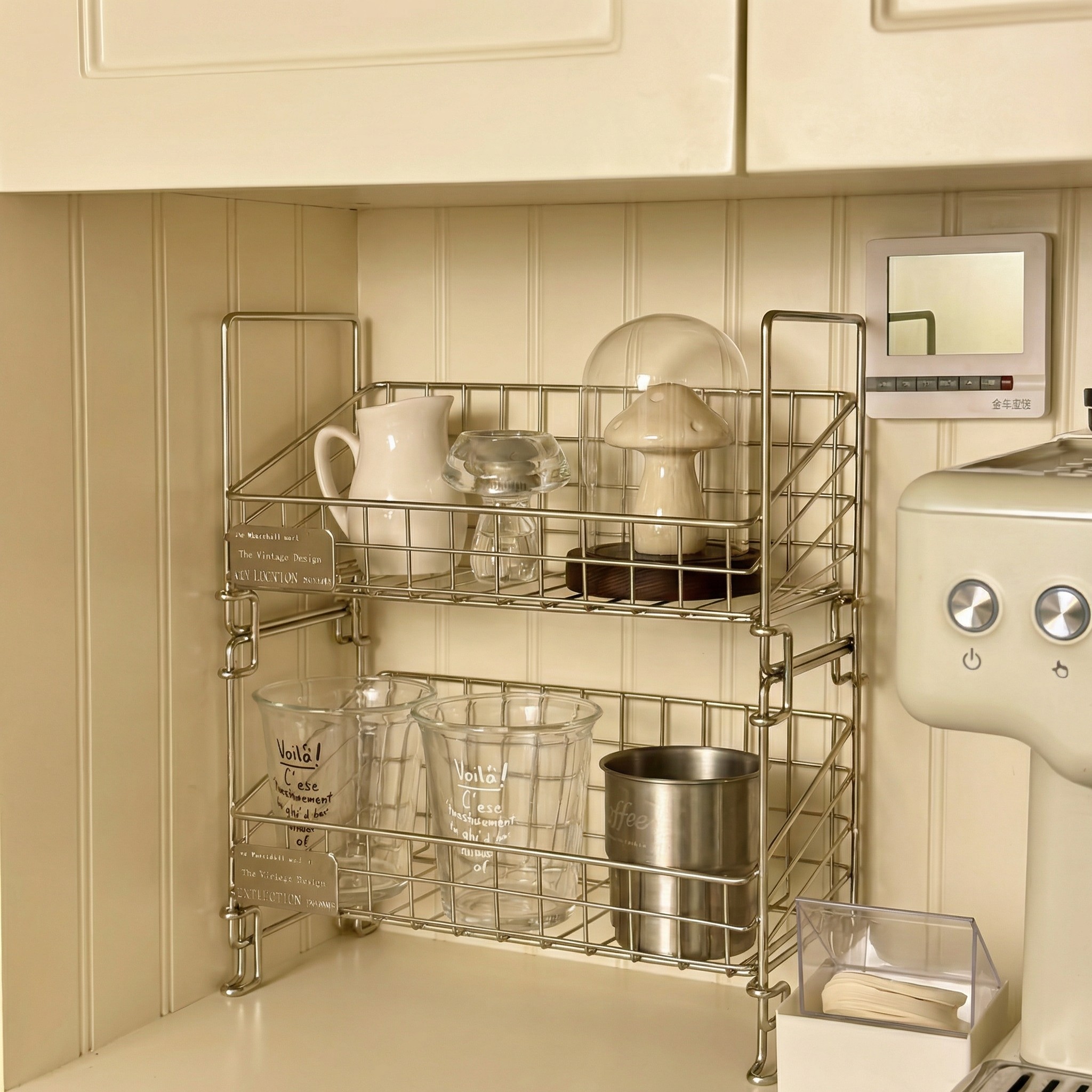 不锈钢杯架水吧台面咖啡角水杯置物架茶包收纳盒咖啡器具沥水架子,收纳整理,桌面收纳盒,淘宝优惠券,粉丝福利购,淘宝优惠卷