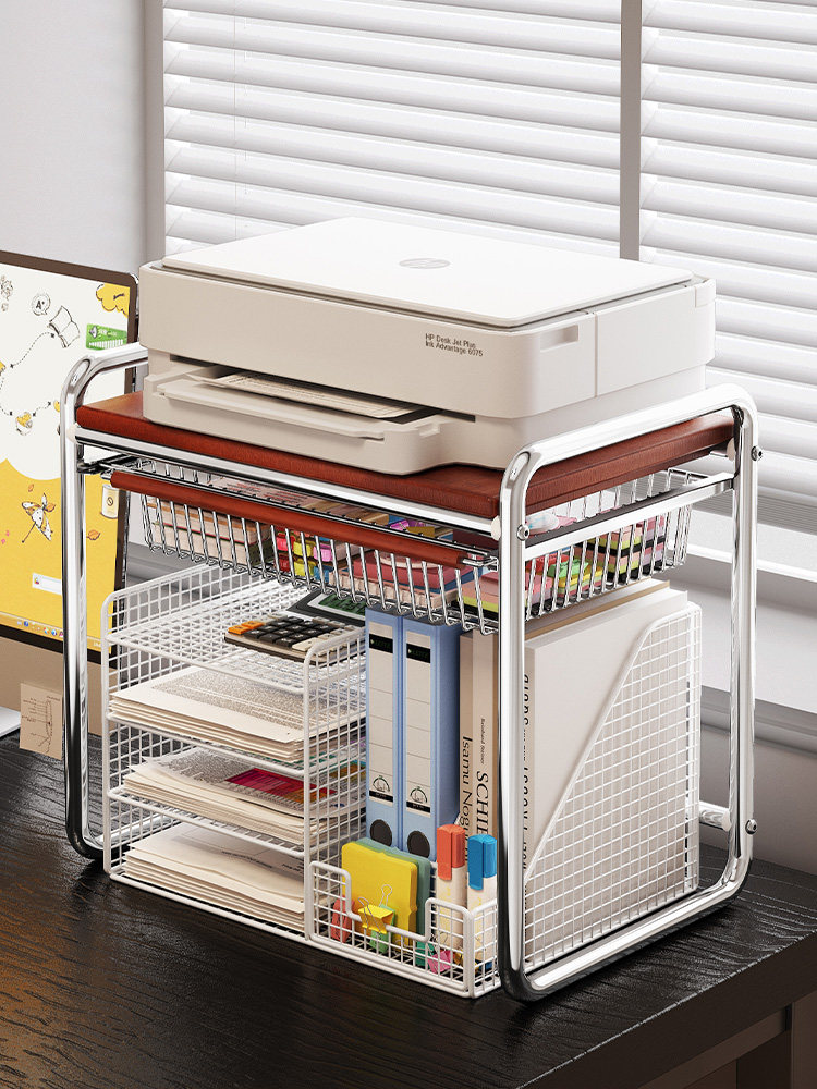 中古实木打印机置物架办公室桌面覆印机增高架工位多层文件收纳柜