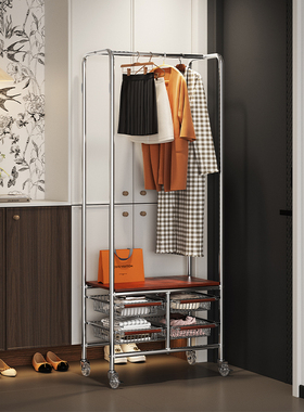 a生挂衣架入户门脏衣服置物架轻奢衣帽架实木落地卧室家用挂衣杆