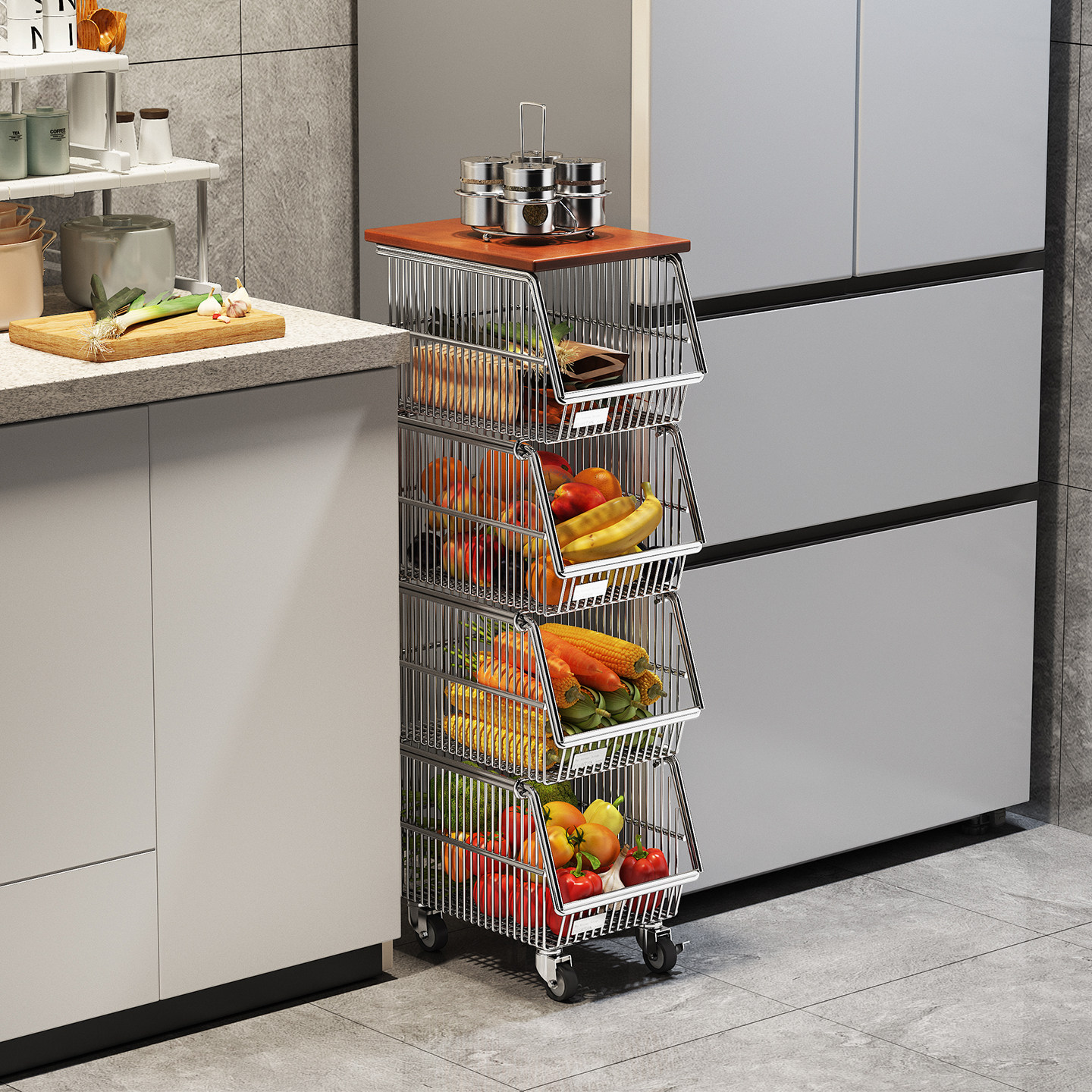 a生新款厨房蔬菜置物架多层落地