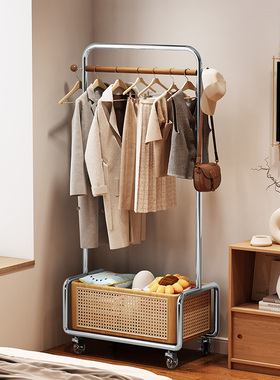 a生实木挂衣架主卧室靠墙衣帽架落地次净衣服置物架室内晾衣架子