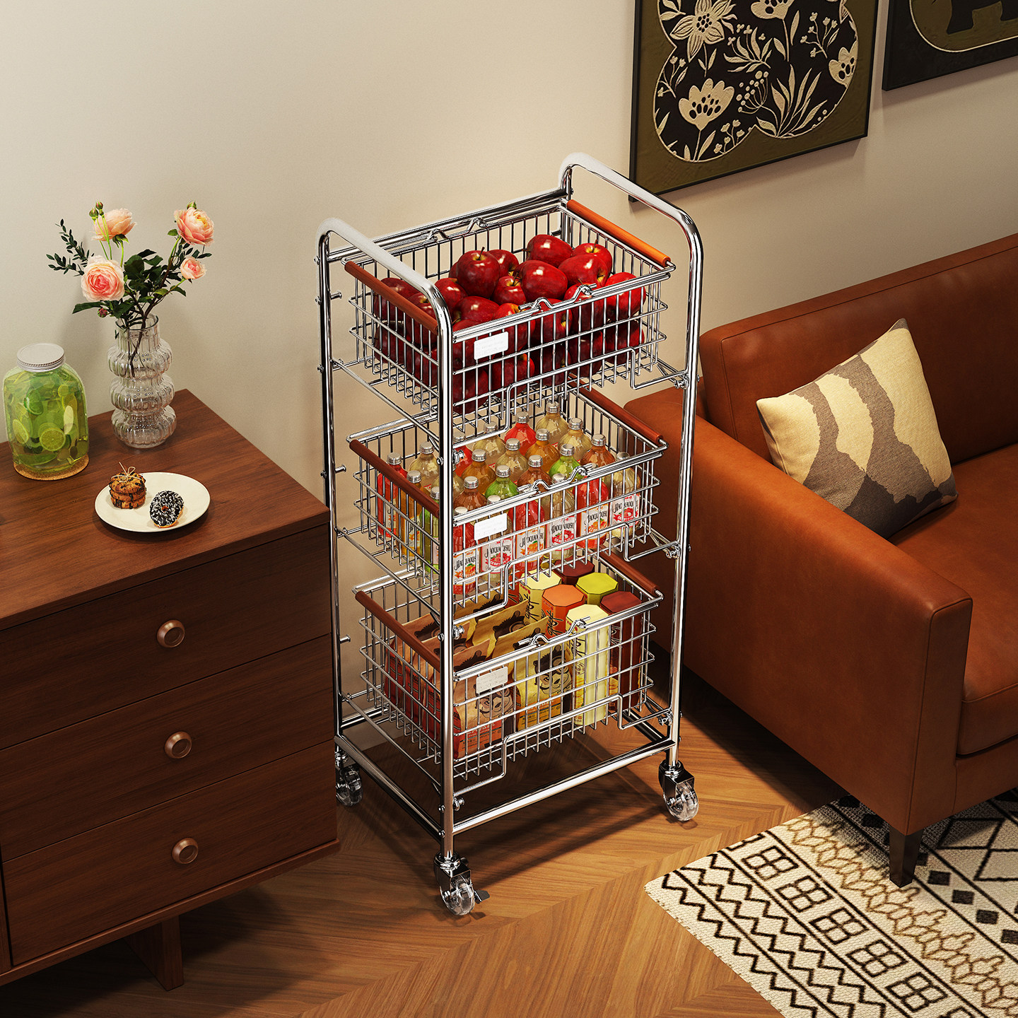 客厅零食置物架沙发边几夹缝小推车可拆卸多功能落地移动收纳架子,住宅家具,移动边几/推车,淘宝优惠券,粉丝福利购,淘宝优惠卷